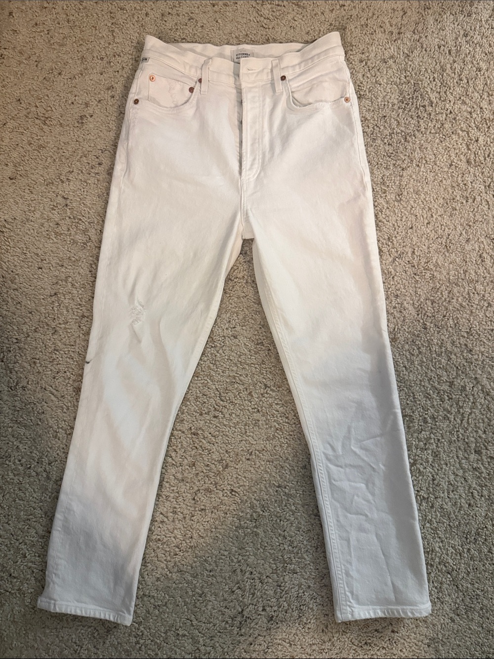 Citizens of Humanity White High-Rise Straight Jeans